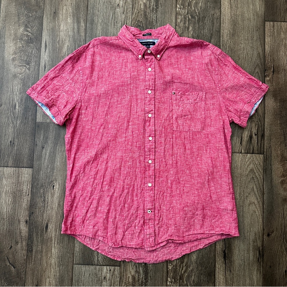 Tommy Hilfiger Linen Cotton Button Down Casual Shirt Men’s Size XXL Pink